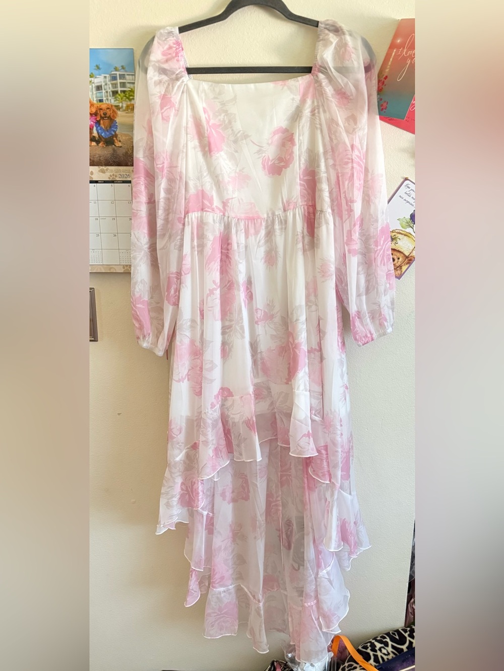 Flowy Pink Floral High-Low Dress